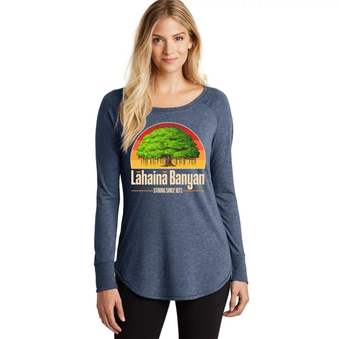 Retro Lahaina Banyan Tree Strong Since 1873 Support Maui Hawaii Women's Perfect Tri Tunic Long Sleeve Shirt