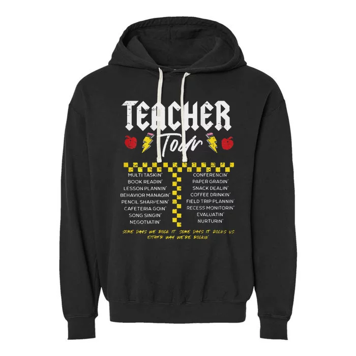 Retro Lightning Bolt Abcd The Teacher Garment-Dyed Fleece Hoodie