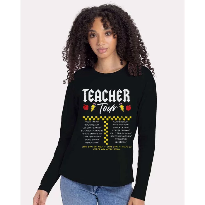 Retro Lightning Bolt Abcd The Teacher Womens Cotton Relaxed Long Sleeve T-Shirt