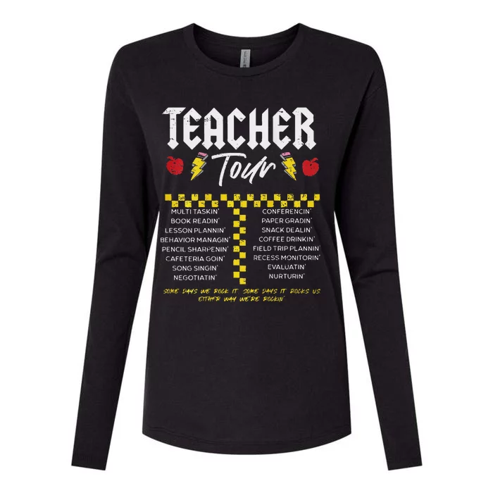 Retro Lightning Bolt Abcd The Teacher Womens Cotton Relaxed Long Sleeve T-Shirt