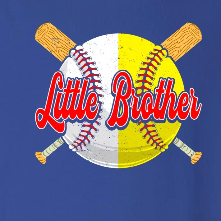 Retro Little Brother Baseball Softball Funny Fathers Day Great Gift Toddler Long Sleeve Shirt