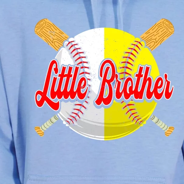 Retro Little Brother Baseball Softball Funny Fathers Day Great Gift Unisex Surf Hoodie