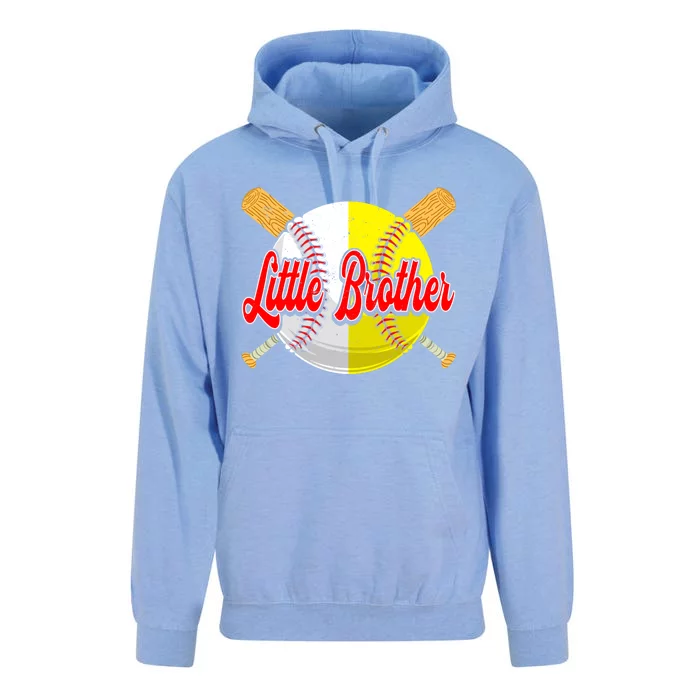 Retro Little Brother Baseball Softball Funny Fathers Day Great Gift Unisex Surf Hoodie