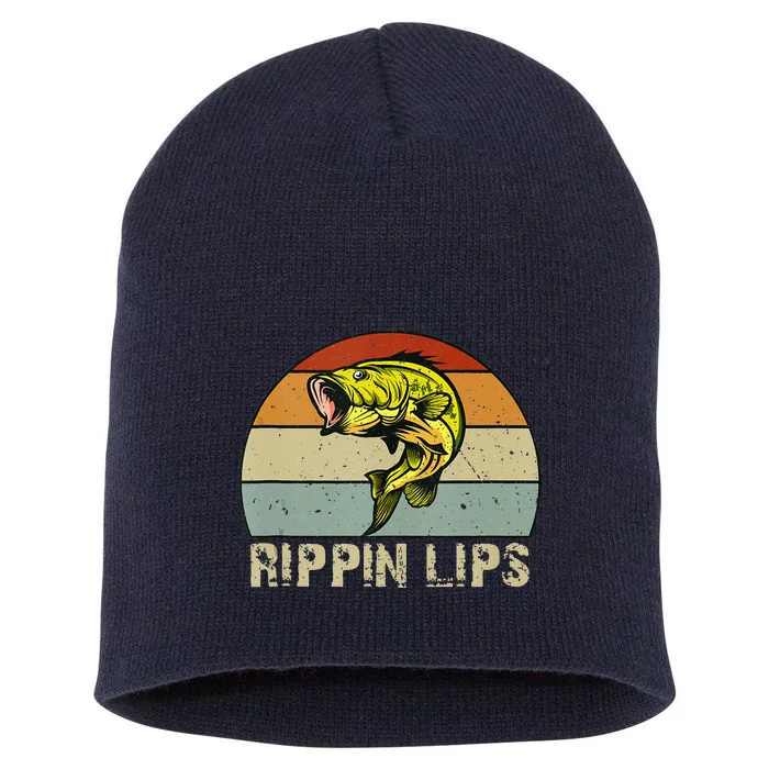 Rippin Lips Bass Fishing Gifts For Dad Fathers Day Short Acrylic Beanie