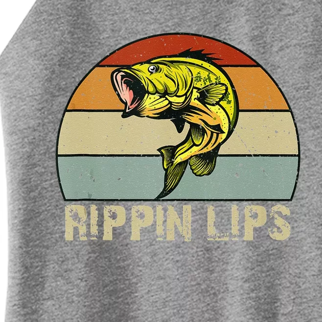 Rippin Lips Bass Fishing Gifts For Dad Fathers Day Women’s Perfect Tri Rocker Tank