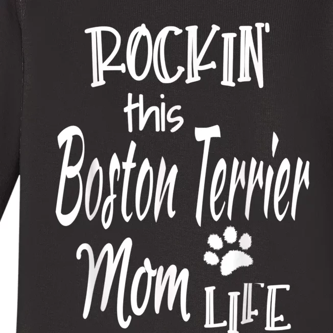 Rockin Life Boston Terrier Graphic Boston Dog Owner Gift Baby Long Sleeve Bodysuit