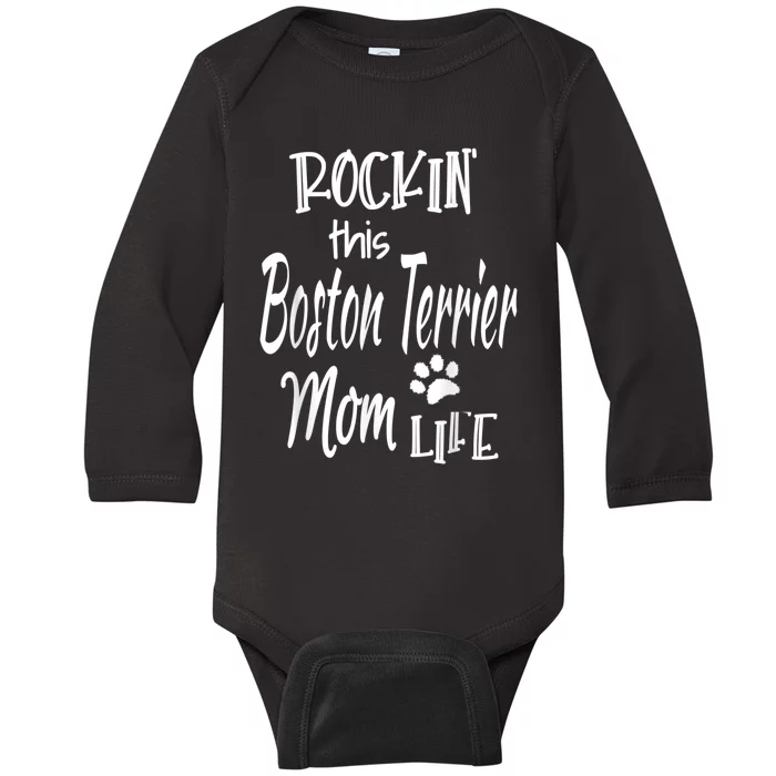 Rockin Life Boston Terrier Graphic Boston Dog Owner Gift Baby Long Sleeve Bodysuit