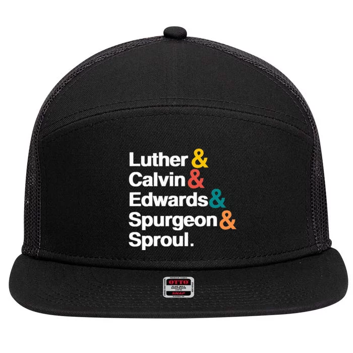 Reformers Luther Calvin Edwards Spurgeon and Sproul 7 Panel Mesh Trucker Snapback Hat