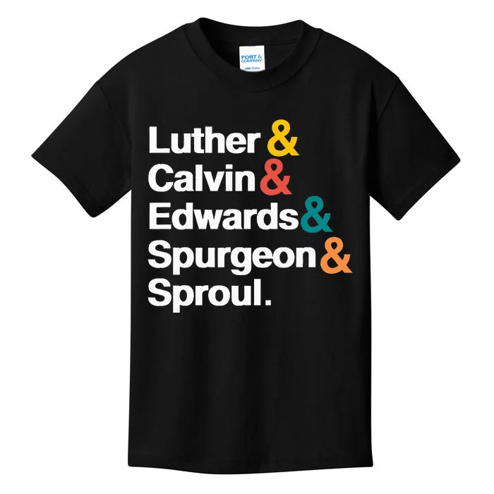 Reformers Luther Calvin Edwards Spurgeon and Sproul Kids T-Shirt