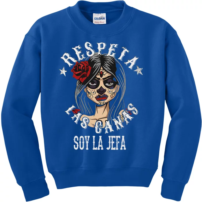 Respeta Las Canas La Jefa For Funny Spanish Kids Sweatshirt