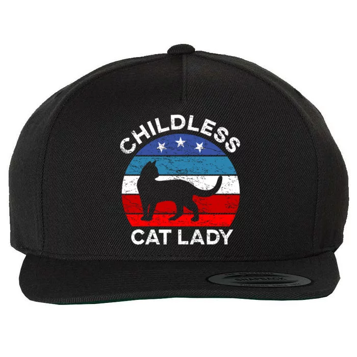 Retro Less Cat Lady Great Gift Wool Snapback Cap