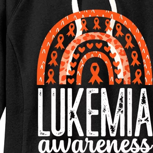 Rainbow Leukemia Cancer Awareness Month Orange Ribbon Women's Fleece Hoodie