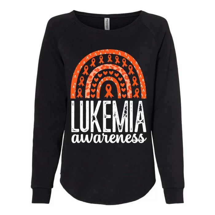 Rainbow Leukemia Cancer Awareness Month Orange Ribbon Womens California Wash Sweatshirt