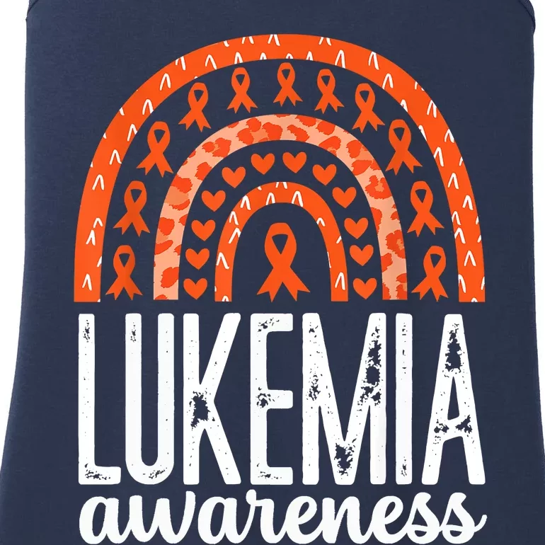 Rainbow Leukemia Cancer Awareness Month Orange Ribbon Ladies Essential Tank