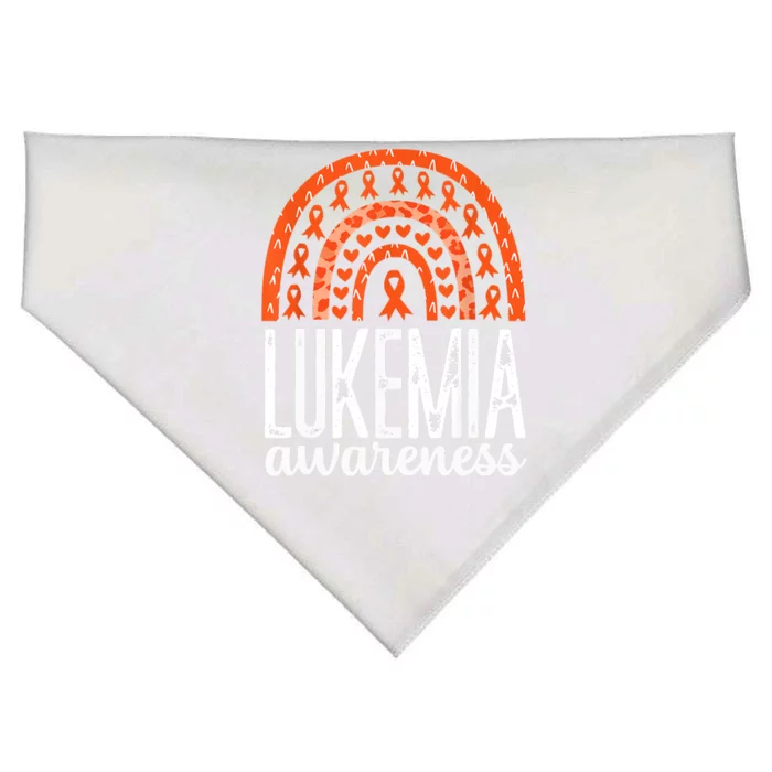 Rainbow Leukemia Cancer Awareness Month Orange Ribbon USA-Made Doggie Bandana