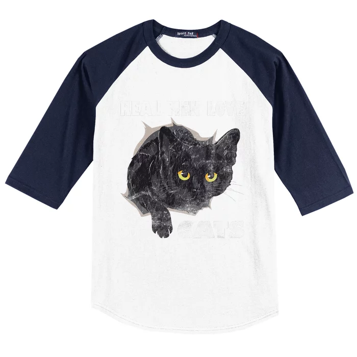 Real Love Cat Cats Lover Fathers Day Idea Baseball Sleeve Shirt