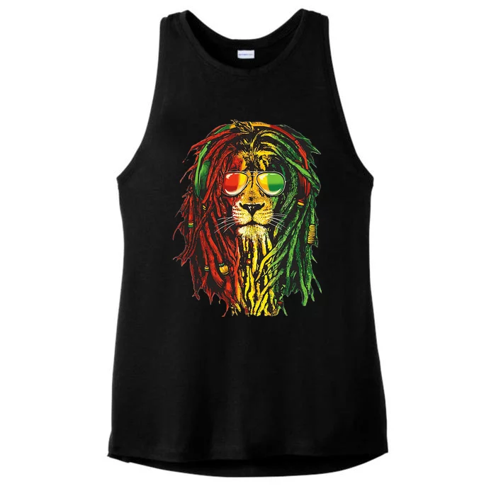 Rasta Lion Cool Dreadlock Rastafari For Rasta Lover Ladies Tri-Blend Wicking Tank