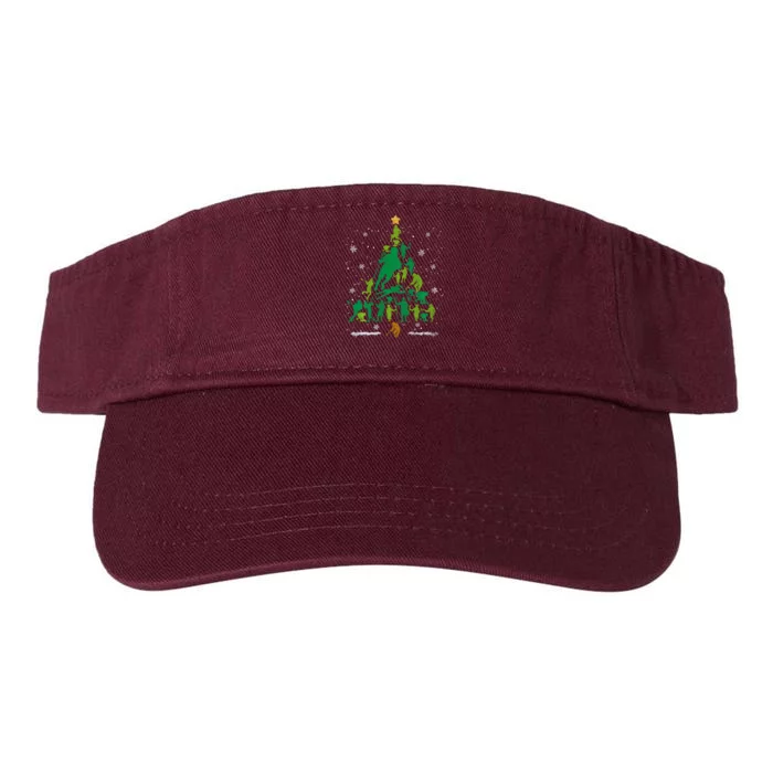 Retro Lacrosse Christmas Tree Xmas Lacrosse Player Lover Valucap Bio-Washed Visor