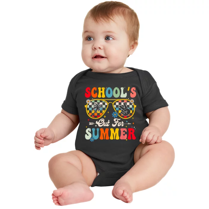 Retro Last Day Of Schools Out For Summer Teacher Boy Girl Baby Bodysuit