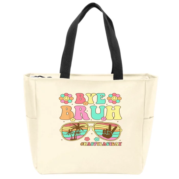 Retro Last Day Of School Hello Summer Bye Bruh Teacher Zip Tote Bag