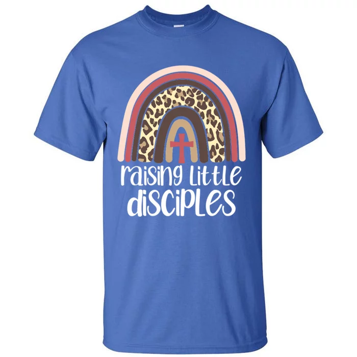 Raising Little Disciples Christian Mom Leopard Print Rainbow Gift Tall T-Shirt