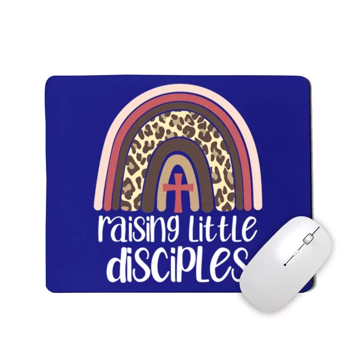 Raising Little Disciples Christian Mom Leopard Print Rainbow Gift Mousepad