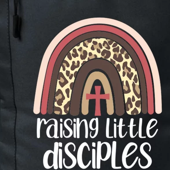 Raising Little Disciples Christian Mom Leopard Print Rainbow Gift Daily Commute Backpack