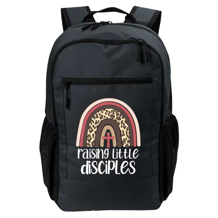 Raising Little Disciples Christian Mom Leopard Print Rainbow Gift Daily Commute Backpack