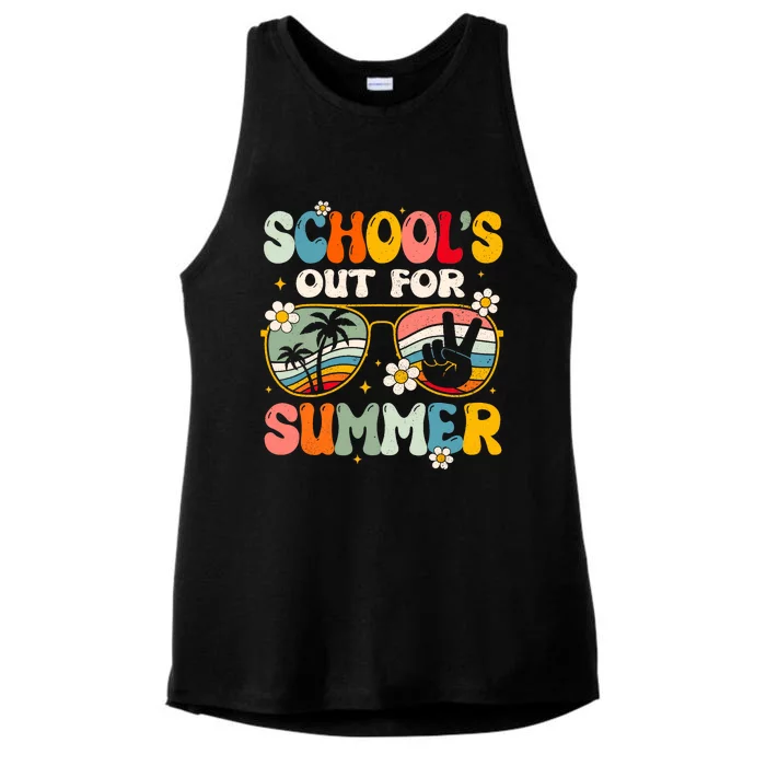 Retro Last Day of School's Out For Summer Teacher Boy Girl Ladies Tri-Blend Wicking Tank