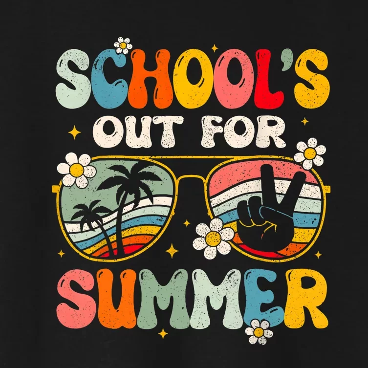 Retro Last Day Of SchoolS Out For Summer Teacher Women's Crop Top Tee