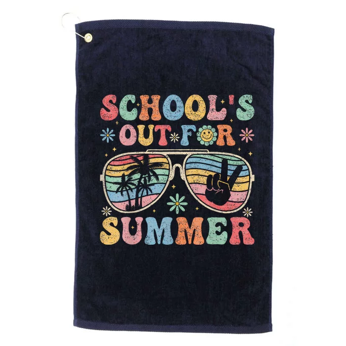 Retro Last Day Of SchoolS Out For Summer Teacher Platinum Collection Golf Towel