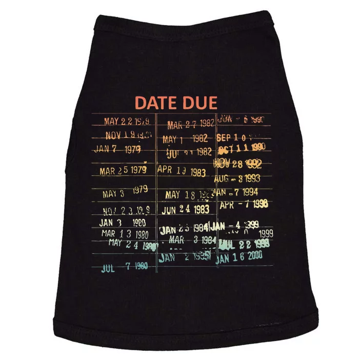 Retro Library Due Date Vintage Librarian Date Due Doggie Tank