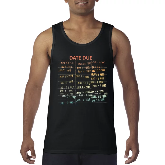 Retro Library Due Date Vintage Librarian Date Due Tank Top