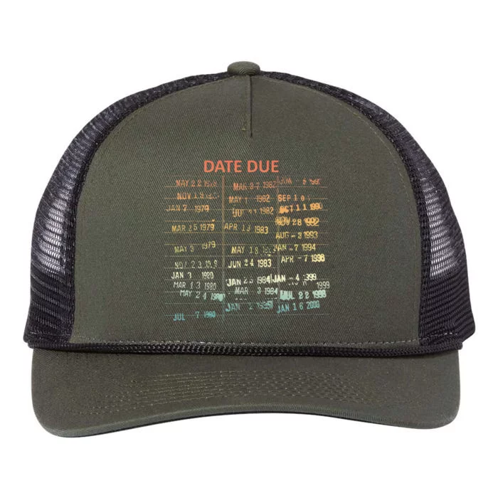 Retro Library Due Date Vintage Librarian Date Due Retro Rope Trucker Hat Cap