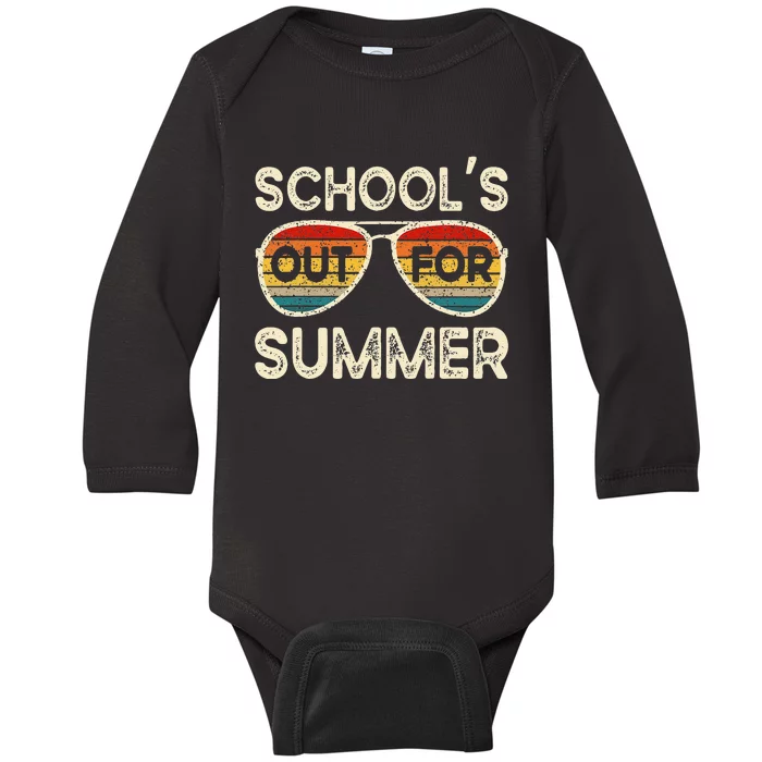 Retro Last Day Of School Schools Out For Summer Teacher Baby Long Sleeve Bodysuit