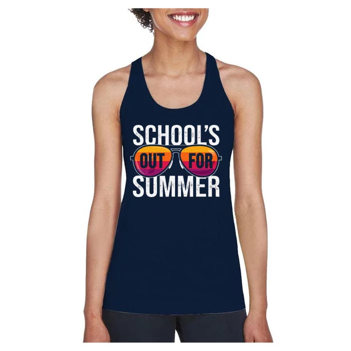 Retro Last Day Of School's Out For Summer Teacher Women's Racerback Tank