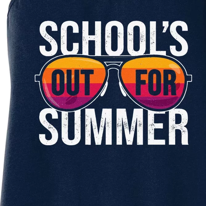 Retro Last Day Of School's Out For Summer Teacher Women's Racerback Tank