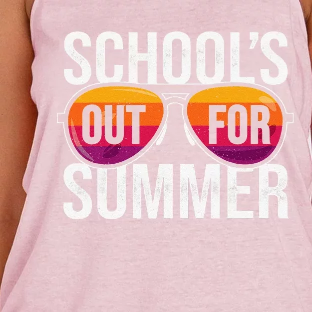 Retro Last Day Of School's Out For Summer Teacher Women's Knotted Racerback Tank