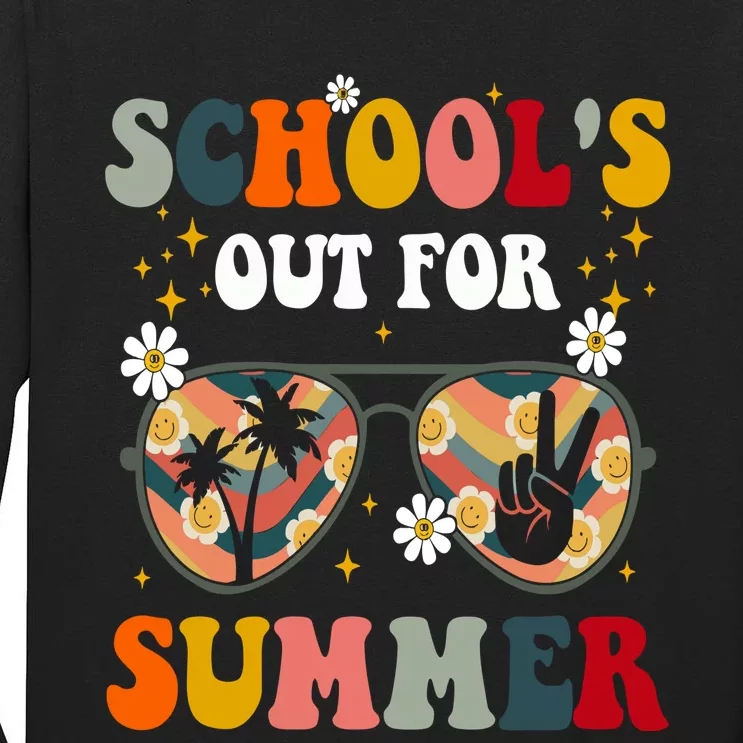 Retro Last Day Of Schools Out For Summer Teacher Tall Long Sleeve T-Shirt