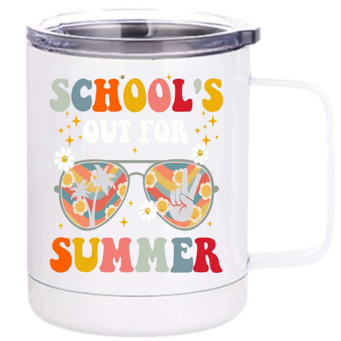 Retro Last Day Of Schools Out For Summer Teacher Front & Back 12oz Stainless Steel Tumbler Cup