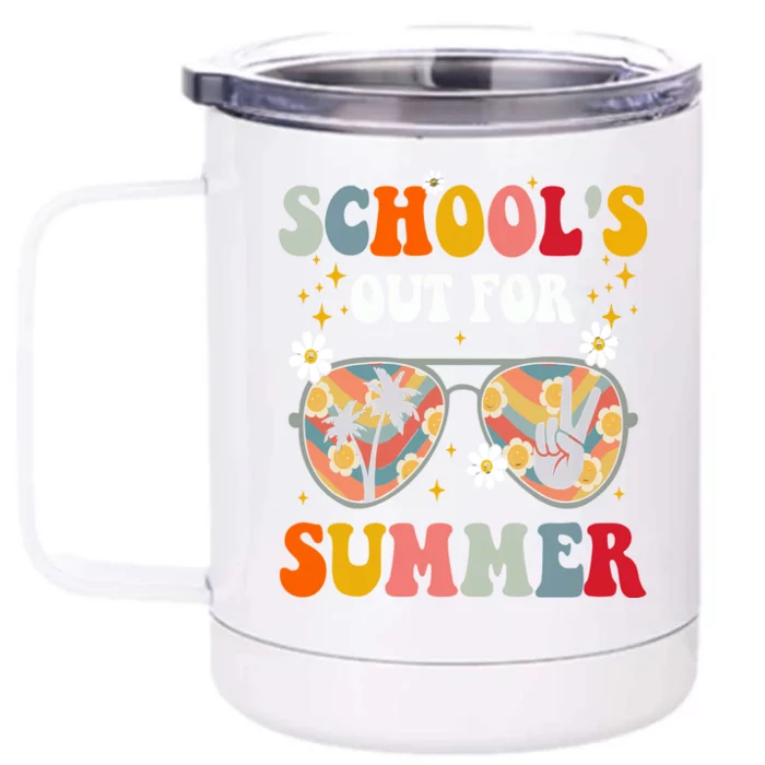 Retro Last Day Of Schools Out For Summer Teacher Front & Back 12oz Stainless Steel Tumbler Cup