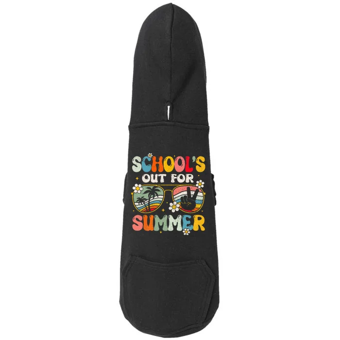 Retro Last Day of School's Out For Summer Teacher Doggie 3-End Fleece Hoodie