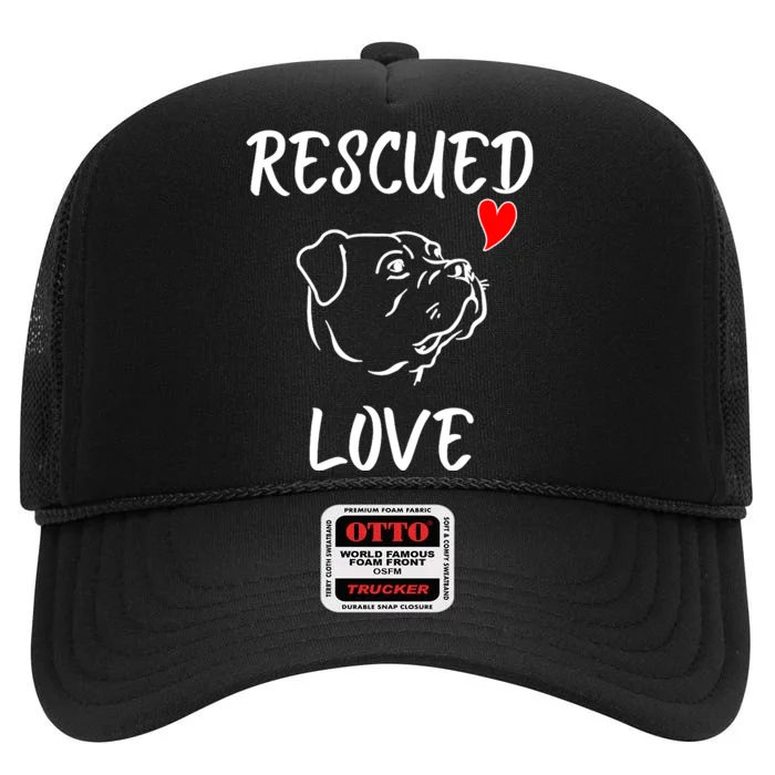 Rescued Love Dog Rescue Mom Cute Rescue Dog Long Sleeve High Crown Mesh Trucker Hat