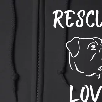 Rescued Love Dog Rescue Mom Cute Rescue Dog Long Sleeve Full Zip Hoodie