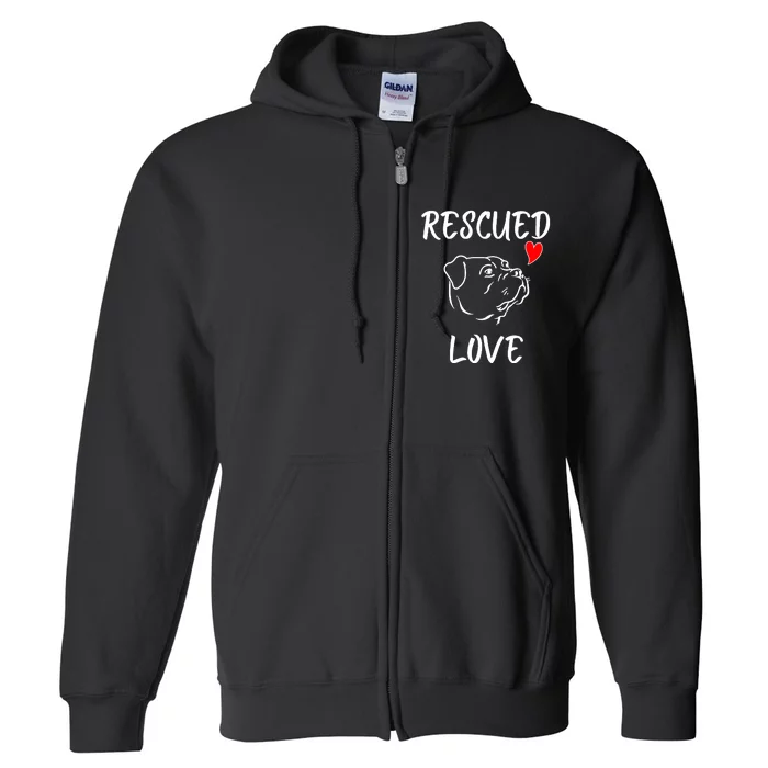 Rescued Love Dog Rescue Mom Cute Rescue Dog Long Sleeve Full Zip Hoodie