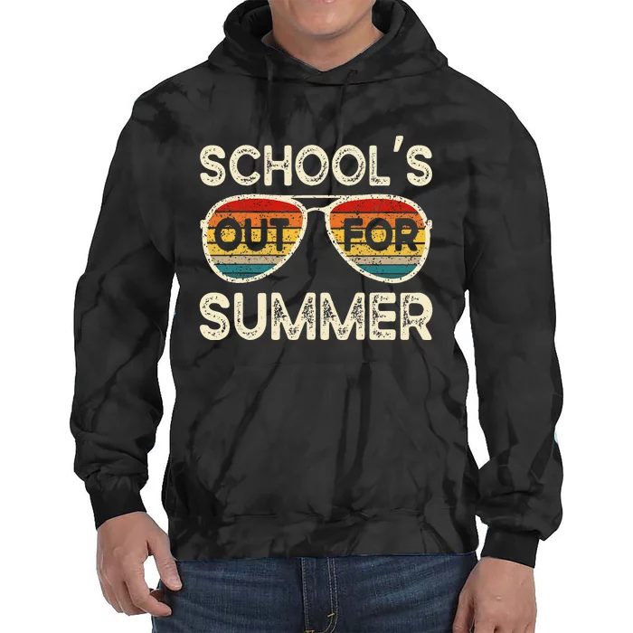 Retro Last Day Of School Schools Out For Summer Teacher Tie Dye Hoodie