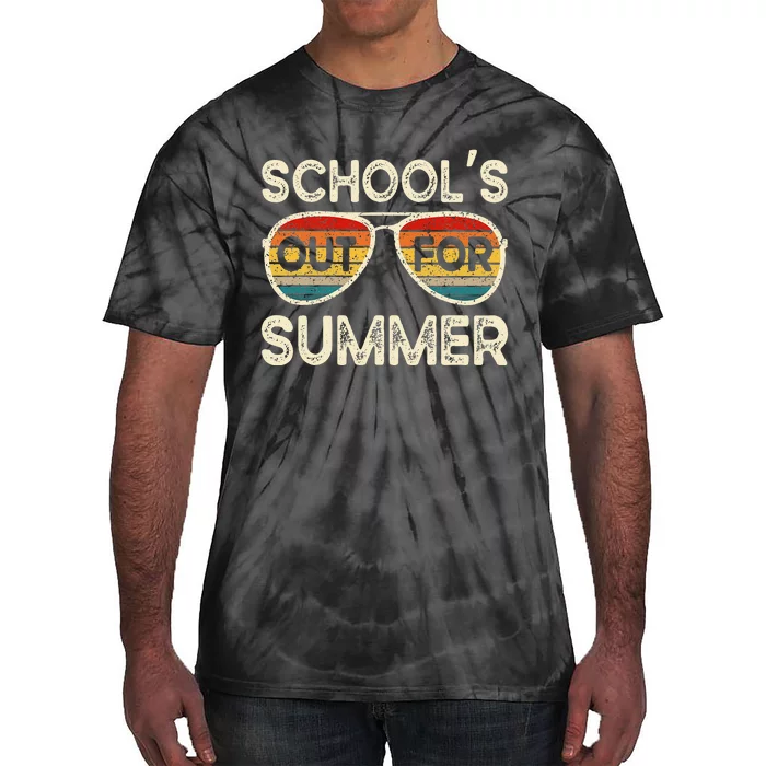 Retro Last Day Of School Schools Out For Summer Teacher Tie-Dye T-Shirt