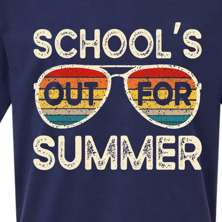 Retro Last Day Of School Schools Out For Summer Teacher Sueded Cloud Jersey T-Shirt