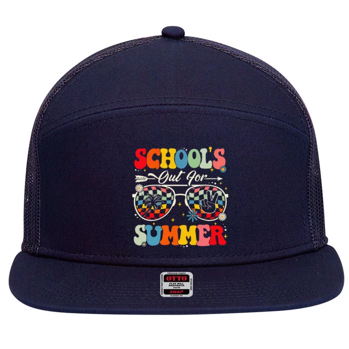 Retro Last Day Of SchoolS Out For Summer Teacher 7 Panel Mesh Trucker Snapback Hat