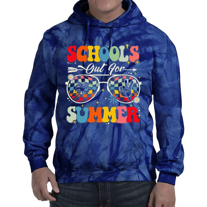 Retro Last Day Of SchoolS Out For Summer Teacher Tie Dye Hoodie